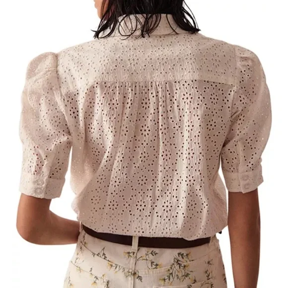 Ba&sh Sparro Cotton Eyelet Shirt Small Feminine - Picture 2 of 7
